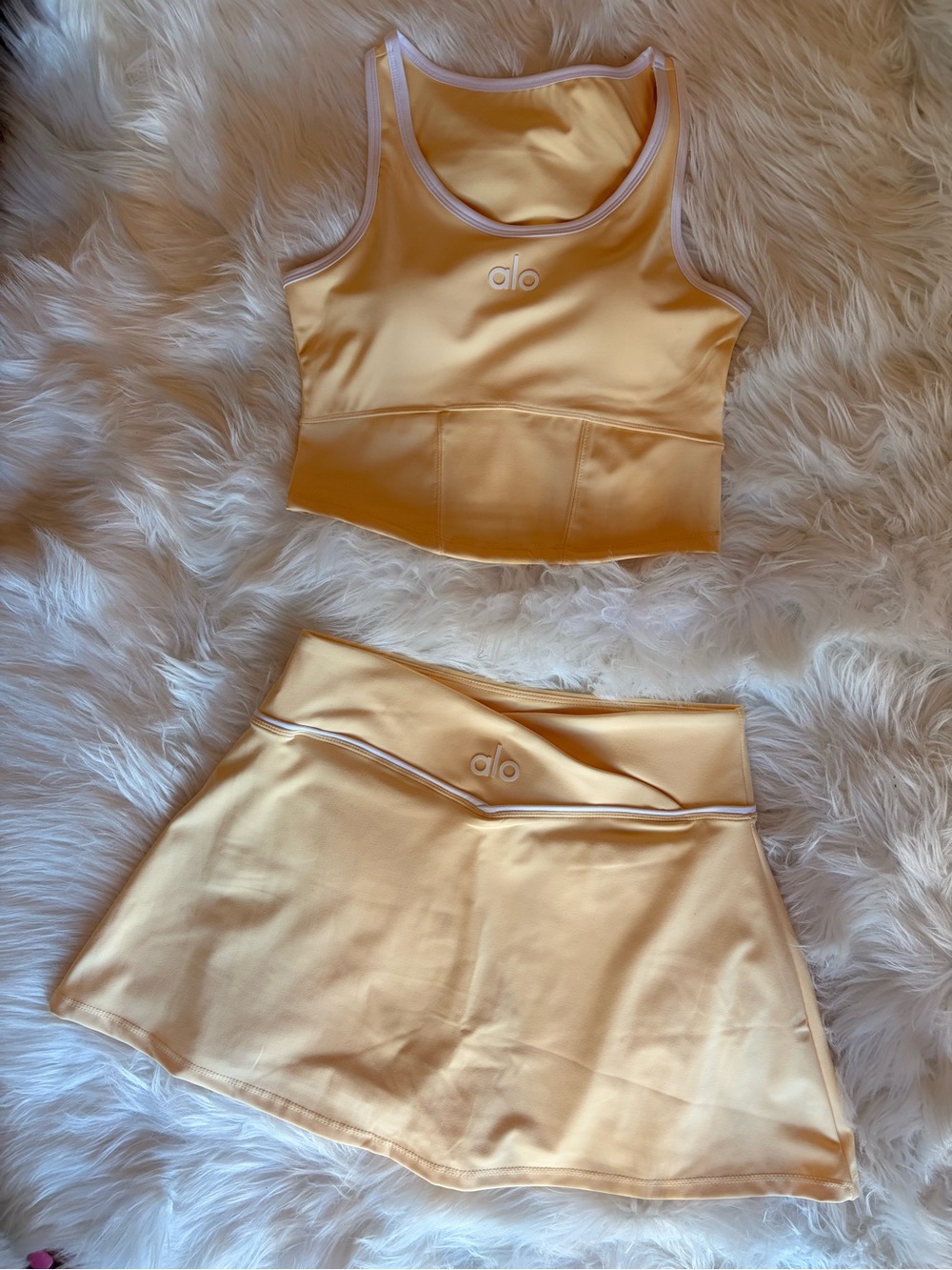 Yellow Performance Crop Tank and Skort Set